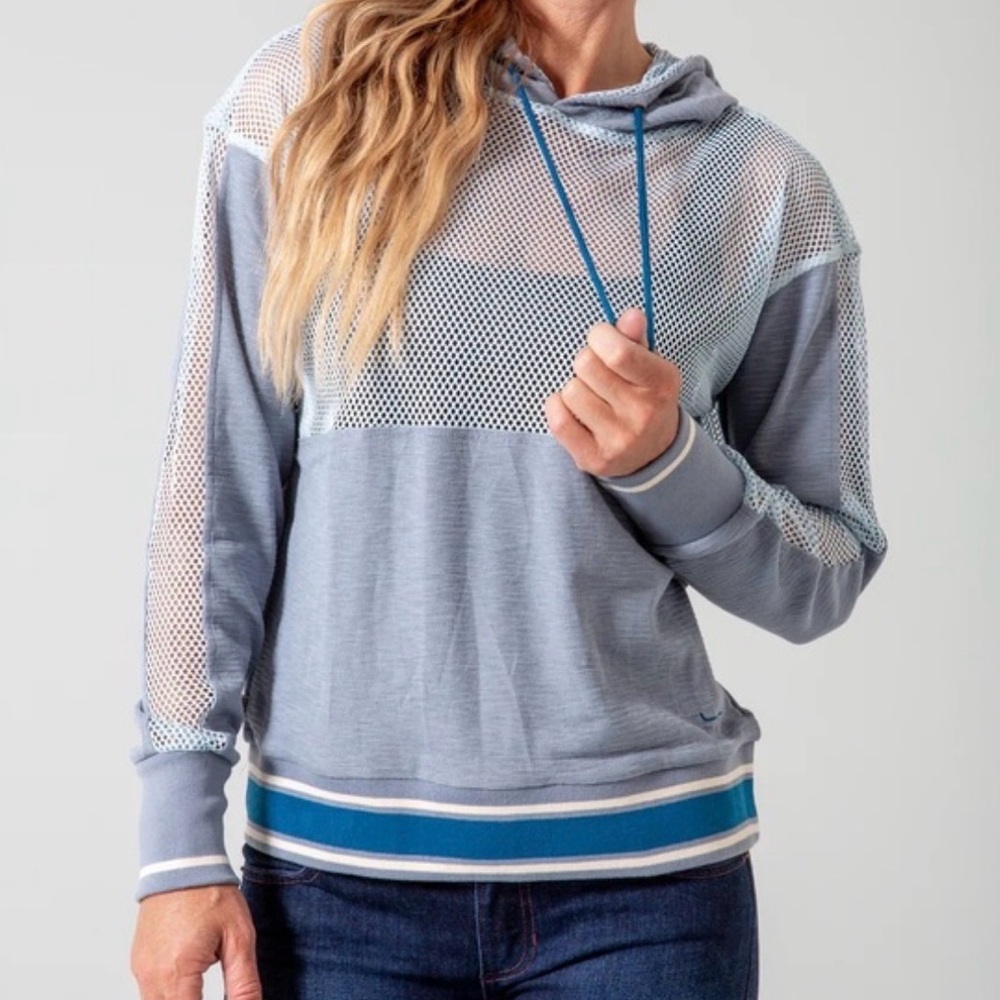 Kimes Ranch Hoodie Woman’s XL Blue/Grey Mesh Panel Pullover Western Pullover